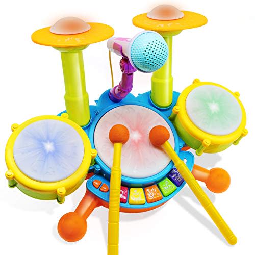 Drum Set for Toddlers, Toddler Drum Kit, Kids Drum Kit Instrument, Toy Girl Boy Birthday Gift, Baby Boy Girl Electric Drum Kit