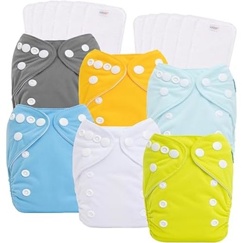 ALVABABY Newborn Cloth Diapers,Reusable Cloth Diaper for Preemie,6pcs Diaper Covers with 12 Newborn Diaper Inserts, Less Than 12pounds Baby Boy/Girl