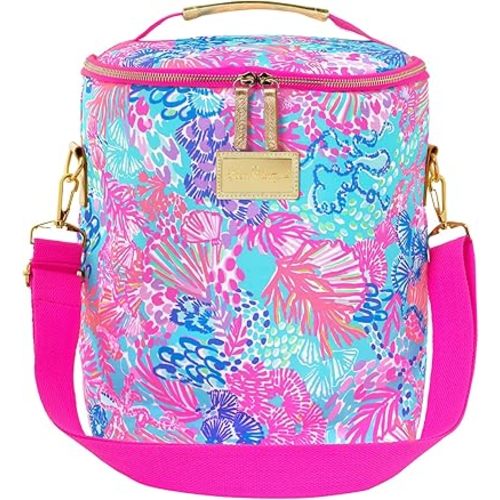 Lilly Pulitzer Insulated Soft Beach Cooler with Adjustable/Removable Strap and Double Zipper Close, Splendor in The Sand