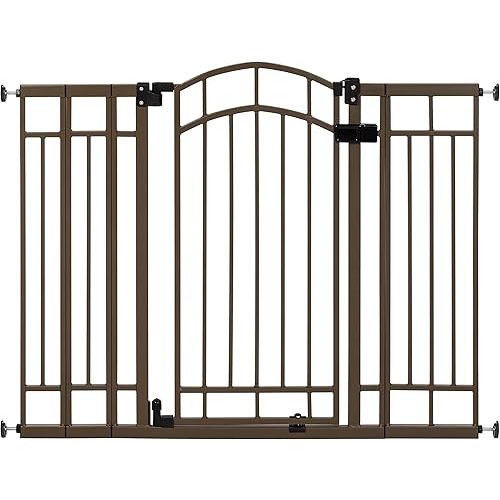 Summer Infant Multi-Use Decorative Extra Tall Safety Pet and Baby Gate, 28.5'-48' Wide, 36' Tall,Pressure or Hardware Mounted,Install on Wall or Banister in Doorway or Stairway,Auto Close Door-Bronze