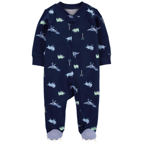 Baby Dinosaur 2-Way Zip Cotton Sleep & Play - 6M - Style,Navy