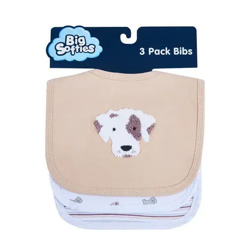 Big Softies Cotton Bibs Dog 3Pack | Baby Bunting AU
