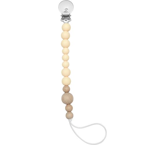 Loulou Lollipop Silicone Soother Pacifier Clip Binky Holder for Newborn and Baby - Color Block (Coconut Milk)
