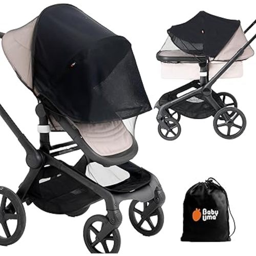 Baby Uma 2-in-1 Mosquito Net for Stroller & Stroller Sun Shade - UPF 50+ Baby Sun Protection, Breathable Blackout Mesh Baby Mosquito Net (+ Travel Bag)