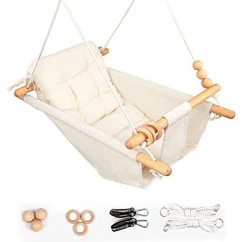 Baby Swing Outdoor and Indoor, Canvas Baby Hammock Swing for Baby to Toddler, Hanging Swing Seat with Safety Belt Outside Tree Swing Gift for Baby Boys Girls Kids Lovers