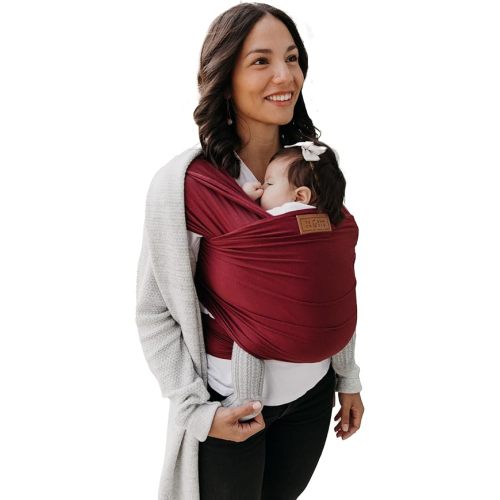 Ezra Baby Wrap - Lightweight Baby Carrier - Merlot - Best Baby Wrap for Newborns 0-18 Months - 100% Tencel Modal, Comfortable, Simple, and Hands-Free Babywearing Wraps