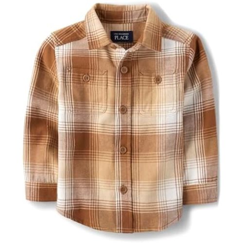 The Children's Place Baby Boys' and Toddler Long Sleeve Plaid Flannel Button Up Shirt