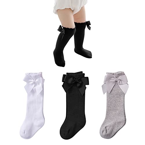 Century Star Baby Knee High Socks Girls Bow Ruffled Tube Socks Toddlers Infant School Uniform Leggings Long Stockings