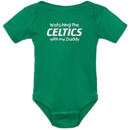 Curiositees Baby Boy Watching the Celtics with My Daddy Cute Bodysuit Outfit Clothing Shower Gift - Kelly Green