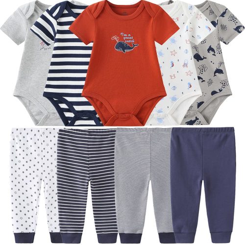 Baby Layette Set Baby Boys' 9-Piece Bodysuits Pants Set Toddler Girl Boy Unisex Baby Gift Sets