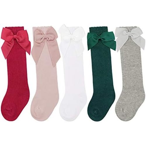 DRESHOW BQUBO Baby Knee High Sock Toddler Girl Dress Socks Baby Knit Stocking Cotton Infant Girls Socks