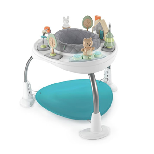 Ingenuity Spring & Sprout 2-in-1 Baby Activity Center Jumper and Table with Infant Toys - Ages 6 Months +, First Forest