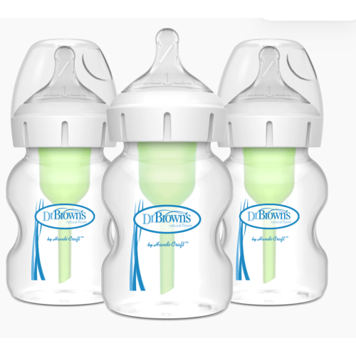 Dr. Brown's Natural Flow Anti-Colic Options+ Wide-Neck Glass Baby Bottle, with Level 1 Slow Flow Nipple