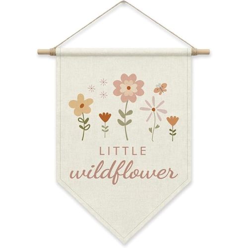 Girls Nursery Decor, Little Wildflower Pennant Hanger Banner