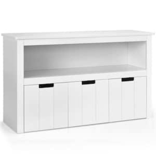 Kid Toy Storage Cabinet 3-Drawer Chest with Wheels Large Storage Cube Shelf