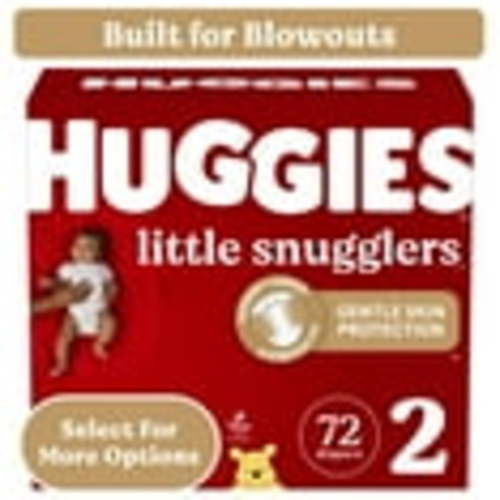 Huggies Little Snugglers Diapers, Size 2 (12-18 lbs), 72 Ct, Leak-Free, Hypoallergenic