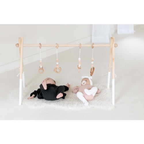 Wooden Montessori Twin Play Gym: Modern Baby Mobile Frame for Developmental Activities & Shower Gift