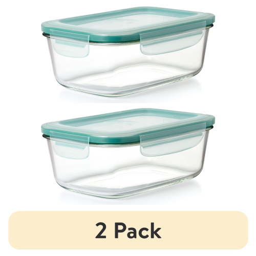 (2 pack) OXO Softworks Smart Seal 8 Cup Glass Rectangle Container