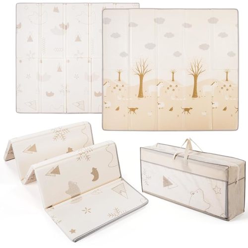 Large Baby Play Mat Foldable,0.8 Inch Waterproof Playroom,79 x 71 Playpen Mat | Outdoor Backyard Non-toxic Crawling Cushioned Infant, Folding Floormats Toddler Extra Thick Kids Playmat