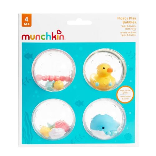 Munchkin Float and Play Bubbles - 4pk: Shapes, Colors, Teaching Aid, Patterns