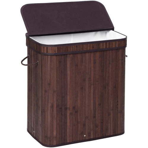 Laundry Hamper with Lid, Bamboo Launry Basket with Handles