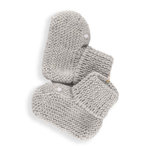 Grey Dot Cotton Knit Booties
