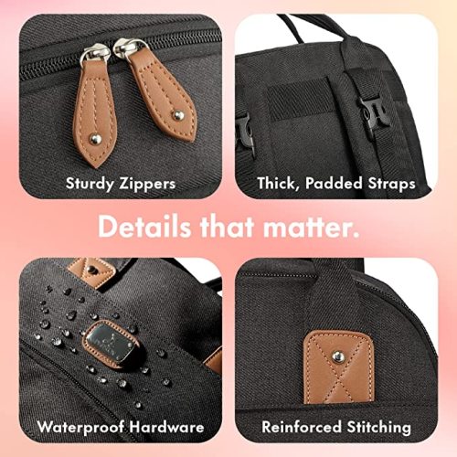 Dikaslon Diaper Bag Backpack with Portable Changing Pad, Pacifier Case and Stroller Straps, Large Unisex Baby Bags for Boys Girls, Multipurpose Travel Back Pack Moms Dads, Black
