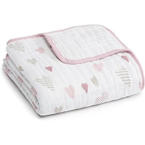 aden + anais Dream Blanket, Boutique Muslin Baby Blankets for Girls & Boys, Ideal Newborn Nursery & Crib Blanket, Unisex Toddler & Infant Bedding, Shower & Registry Gift, Heartbreaker