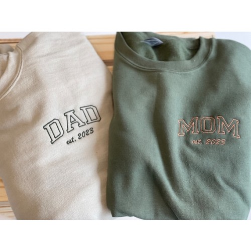 Custom Embroidered Mom & Dad Sweatshirt/hoodie. Baby - Etsy (colors scheme shown only)
