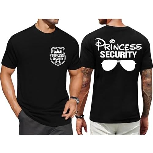 FRYAID Princess Security Team Shirt Men Magical T-Shirt Magic Kingdom Tees Dad Birthday Party Family Trip Short Sleeve Tops