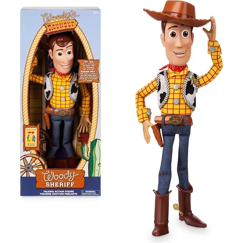 DISNEY Store Official Woody Interactive Talking Action Figure from Toy Story 4, 15 Inches, Features 10+ English Phrases, Interacts with Other Figures, Removable Hat, Ages 3+