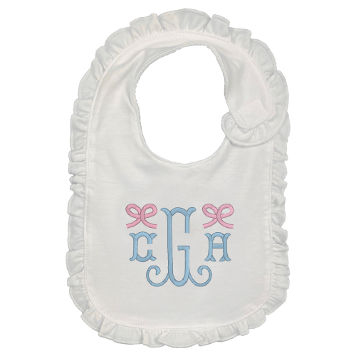 Initials with Mini Bows Embroidered Bib