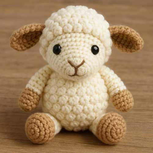 Handmade Crochet Sheep Plush – Amigurumi Lamb Toy, Soft Wool Animal Doll, Farmhouse Nursery Decor, Gift for Baby Shower or Kids