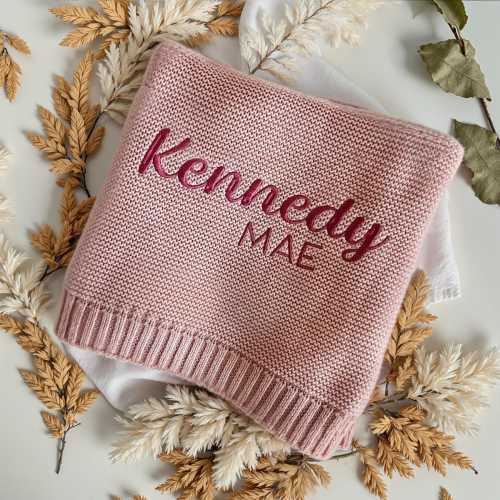 Personalized Baby Blanket, Embroidered Knit Baby Blanket, Custom Baby Name Blanket, Baby Shower Gift, Nursery Gift, Newborn Blanket