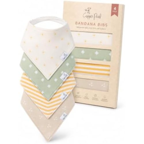 Copper Pearl Baby Bibs 4 Pack, Bandana Drool Bibs for Baby Girl & Boy, Soft Cotton Bibs for Drooling and Teething