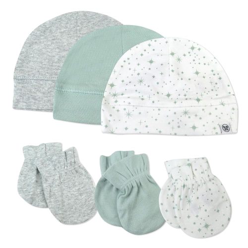 HonestBaby unisex-baby Multipack Baby Cap Hats and Mitts Sets No Scratch Mittens 100% Organic Cotton for Newborn Boys, Girls, Unisex
