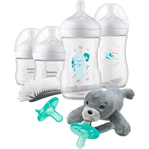 Philips AVENT Natural Baby Bottle with Natural Response Nipple, Gift Set Sea Design, SCD838/05