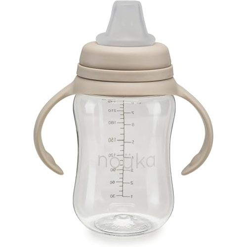 nouka Soft Spout Tritan Sippy Cup | Leak Proof and Easy Grip | Removable Handles | Soft Sand