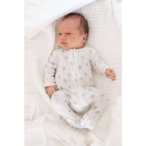 Preppy Palms Bamboo Waffle Zipper Footie