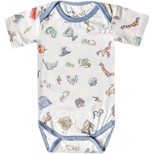 Copper Pearl Short Sleeve Bodysuit Baby: Ultra Soft Bodysuits for Newborns, Boys, Girls, and Infants - Stylish, Comfortable, Overlap Shoulders, Premium Knit Fabric - Wizarding World™, Newborn