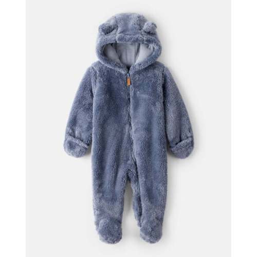 Baby Boy Sherpa Long-Sleeve Hooded Jumpsuit - Blue - Carter's | Carter's