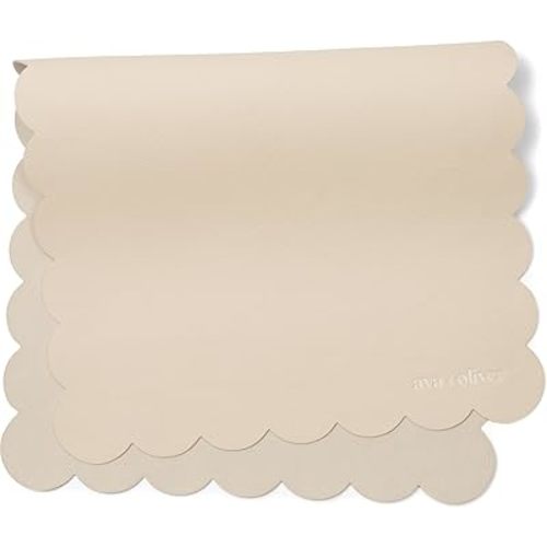 Vegan Leather Baby Changing Mat (16 X 30 in) - Multipurpose Wipeable and Portable Diaper Changing Mat - Foldable Travel Changing Mat (Cream Scallop)