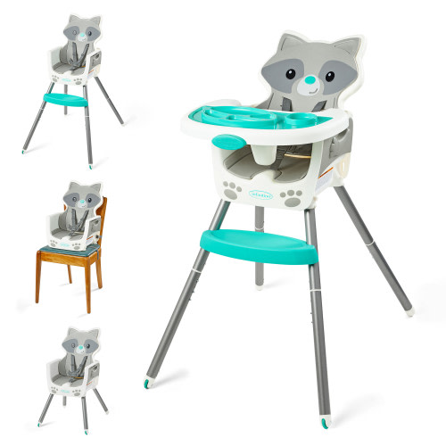 Infantino Grow-with-Me 4-in-1 Convertible High Chair, 6-36 Months Unisex, Raccoon