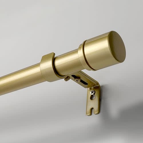Curtain Rods for Windows 16 to 88 Inches, Adjustable Curtain Rod, 1 Inch Diameter Window Curtain Rod with Aluminium End Cap, Heavy Duty Sturdy Drapery Rods, Golden