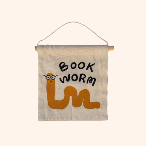 Book Worm Canvas Hang Sign