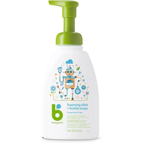 Babyganics Foaming Dish Soap, Pump Bottle, Fragrance Free, 16oz