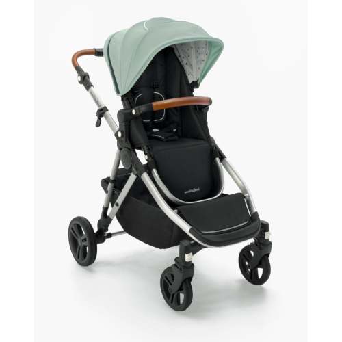Mockingbird Single-to-Double Stroller 2.0 | Sage, Watercolor Drops, Silver with Penny Leather