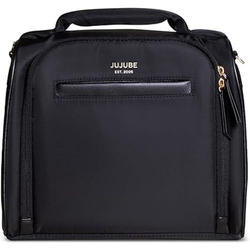 JuJuBe New Insulated Bottle Bag, Breastmilk Storage Bag for Baby Bottles, Travel Insulated Lunch Bag or Cooler Bag with Waterproof Lining for Nursing, Milk, Food, Baby Formula, Snacks, Daycare, Black