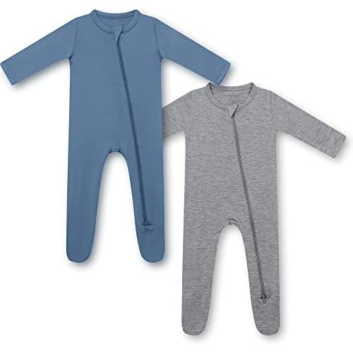 HAPIU Rayon from Bamboo Baby Footed Pajamas, 2 Way Zipper YKK, Footie for Baby Boy Girls, Newborn-24 Months