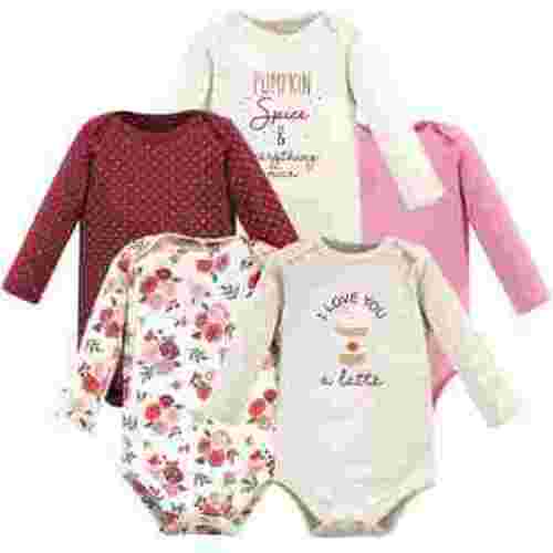 Hudson Baby Infant Girl Cotton Long-Sleeve Bodysuits, Pumpkin Spice, Newborn
